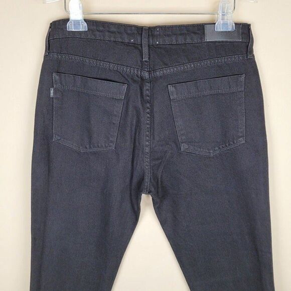 Parker Smith Black Straight Leg Crop Jeans Gingham Patch Black Size 29 - Picture 6 of 12